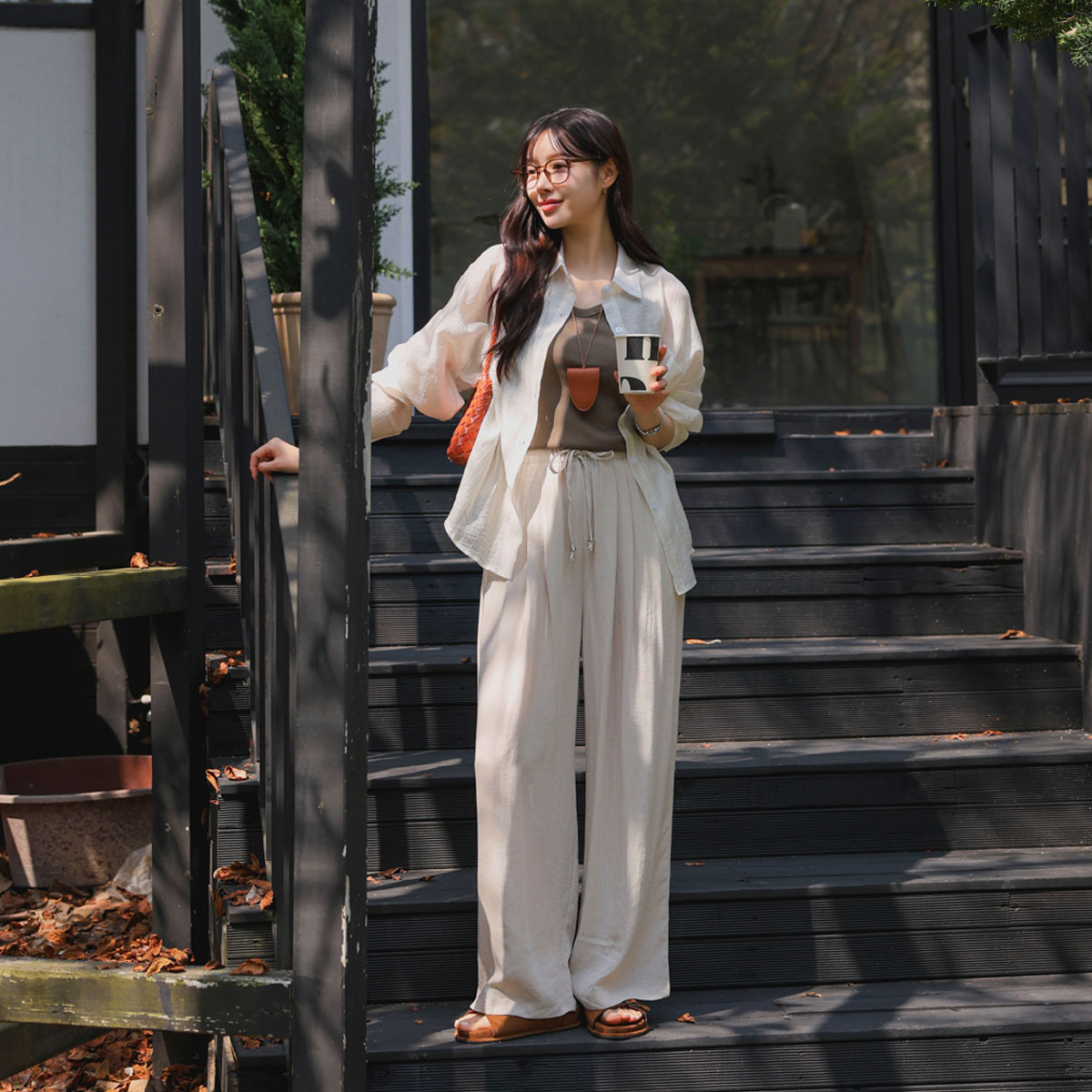 Cooling Two-Pin Tuck Linen Wide Pants