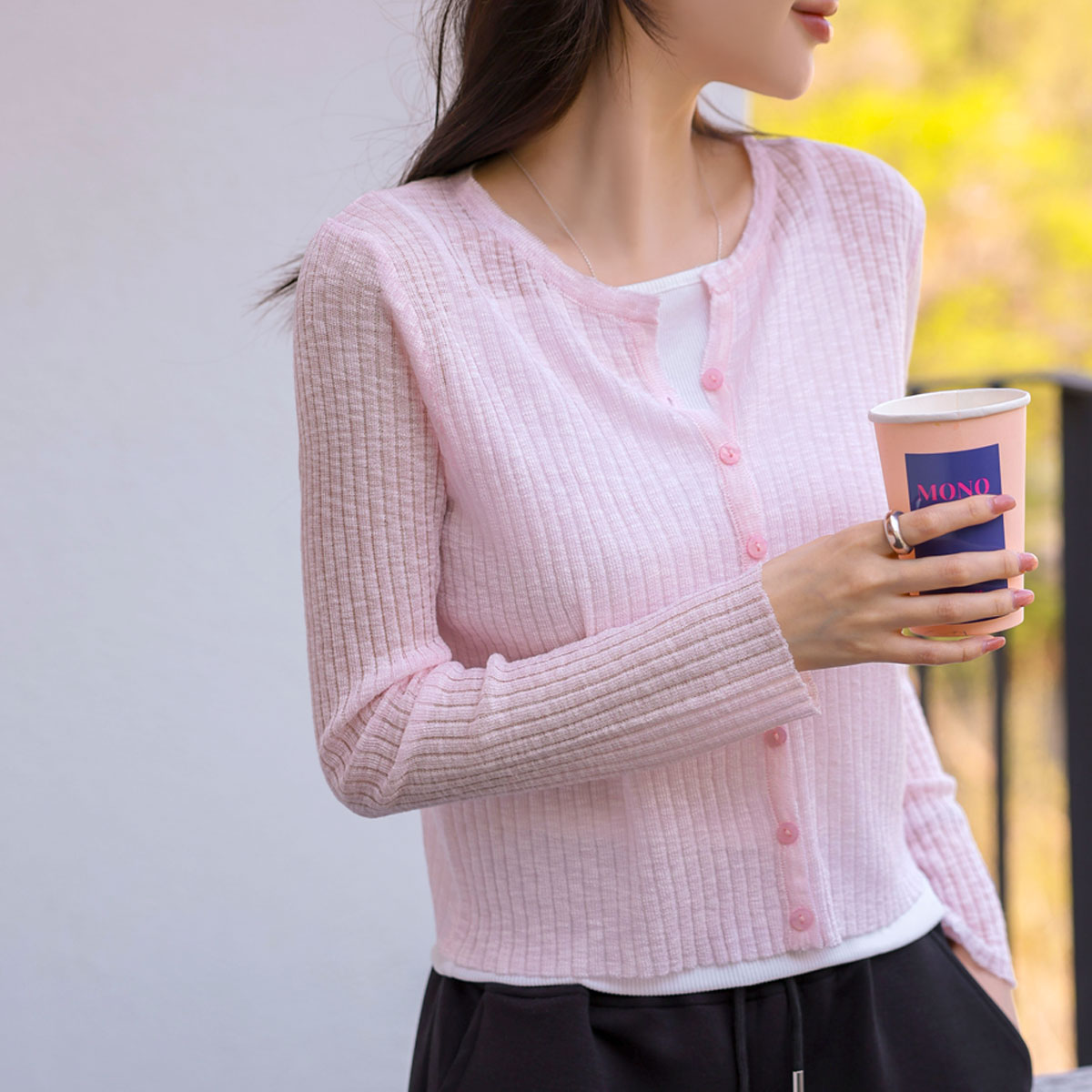 Dalcomyeori Corrugated See-through Cardigan