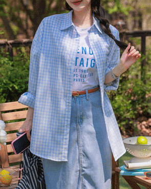 Embroidered Loose Fit Check Shirts