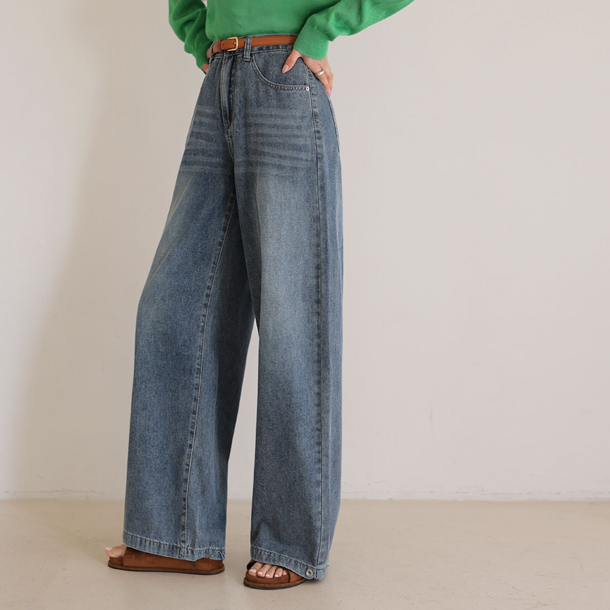 3-Type Viscose Lyocell Wide Denim Pants