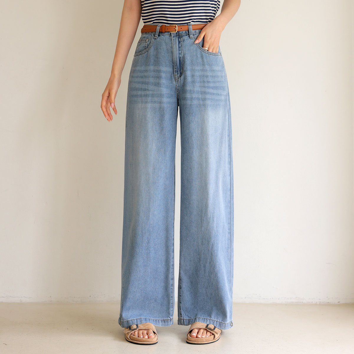 3-Type Viscose Lyocell Wide Denim Pants
