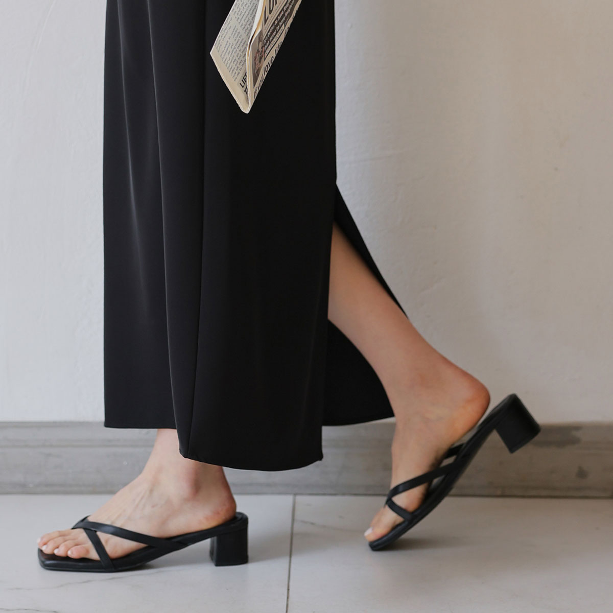 <b>[Wrinkle-Free/Back Elastic Waist/Body Shape Coverage][Made]</b> Wrinkle-Free Charsilket Rong Skirt