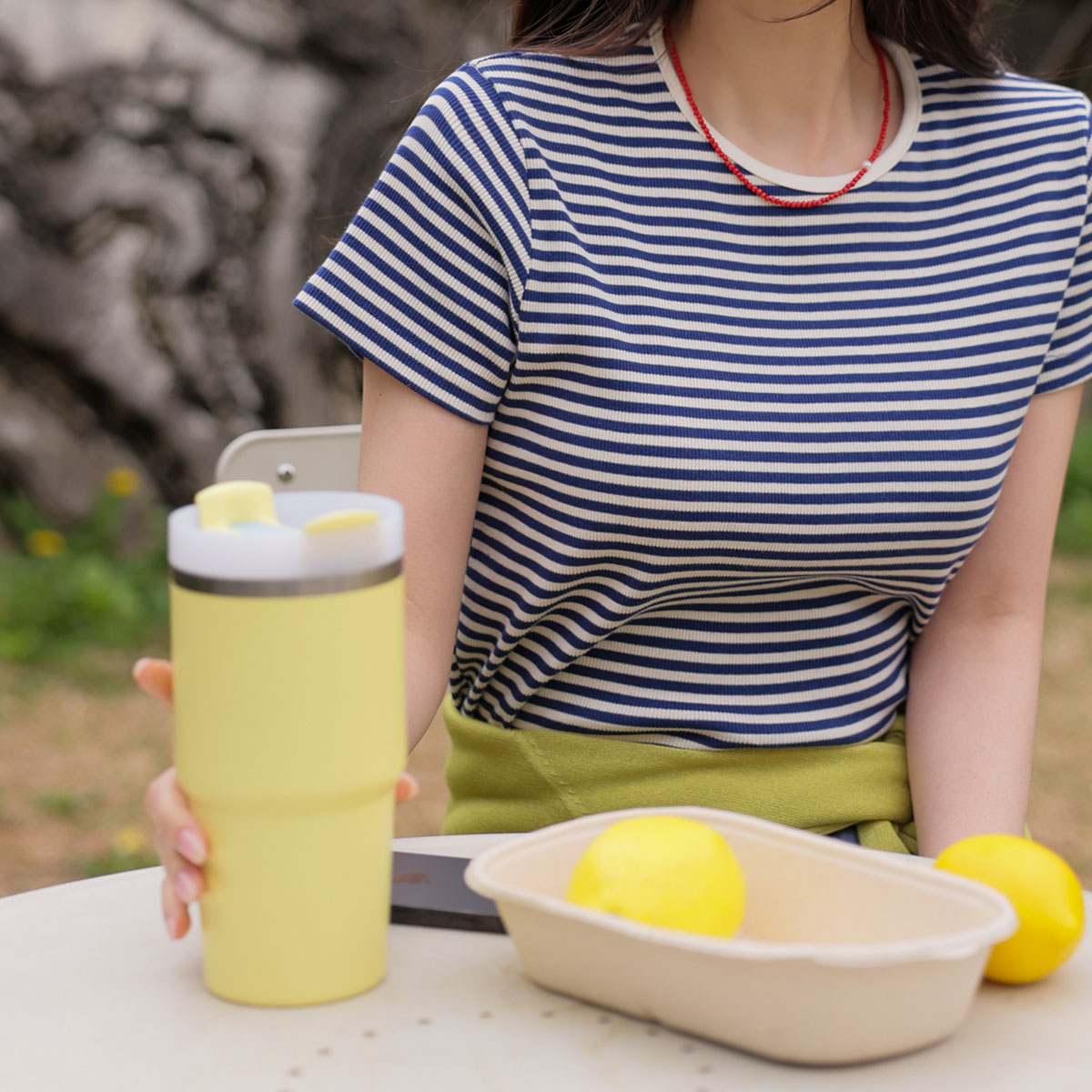 Sturdy ribbed Span striped short-sleeve tee
