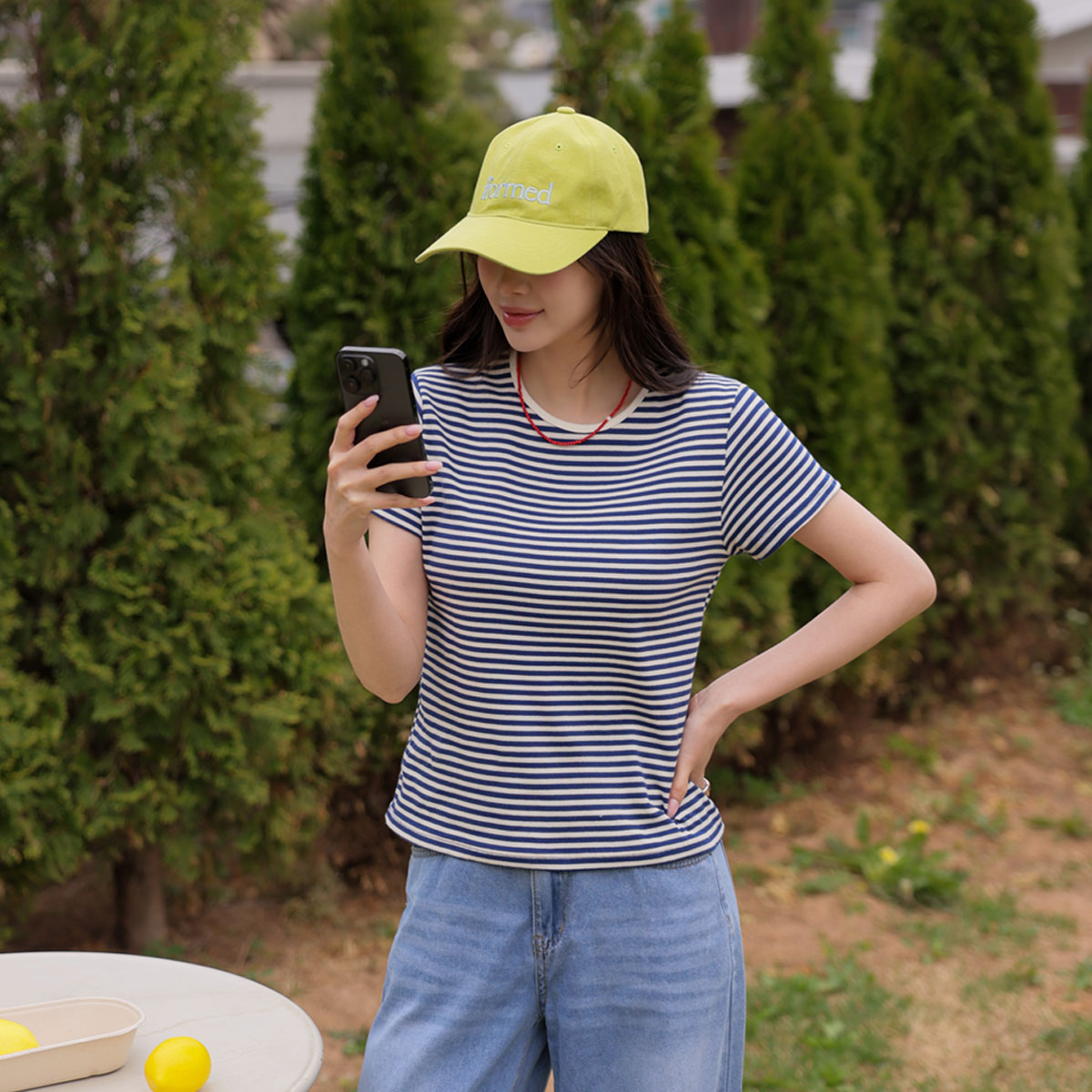 Sturdy ribbed Span striped short-sleeve tee