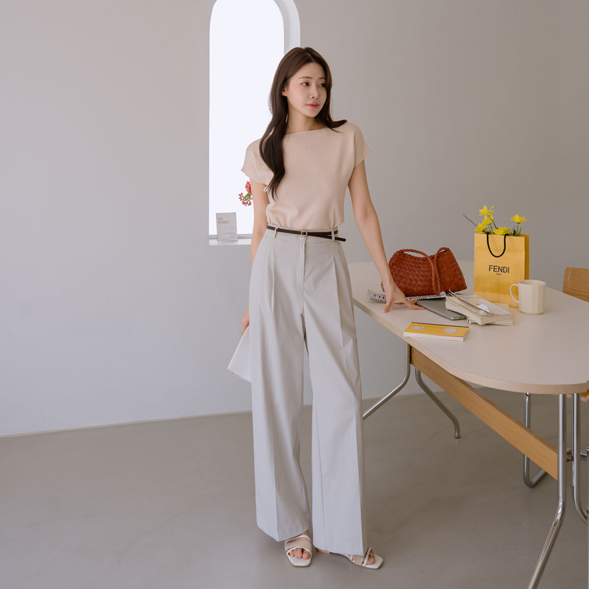 <b>[Opening Special]</b> <b>[Made]</b> primium Soft Two-Pin Tuck Wide Slacks