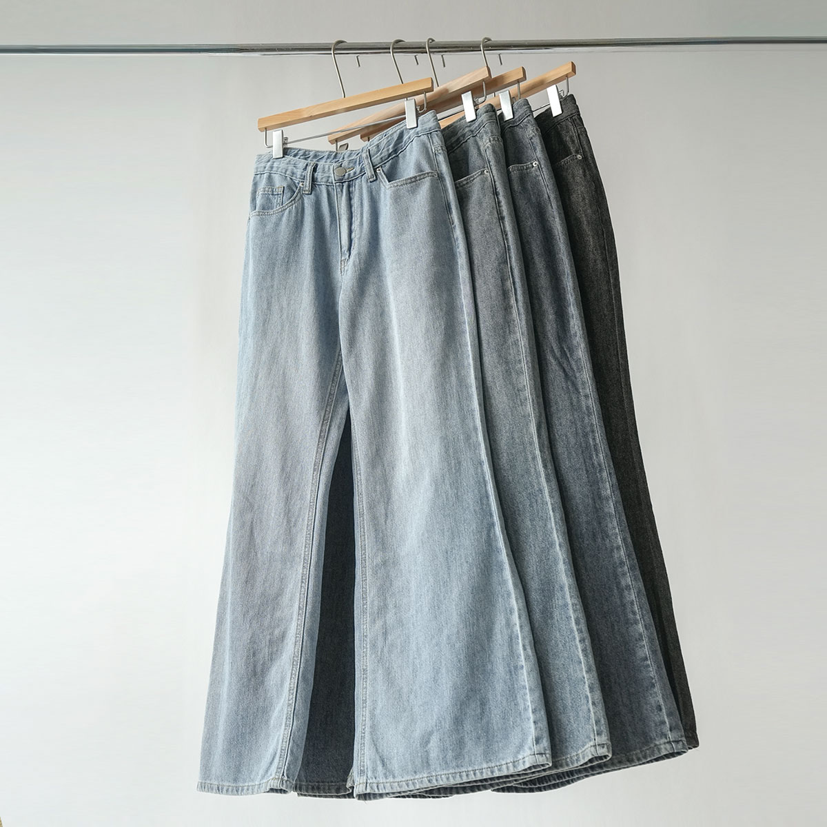 3 Types Cooling Linen Semi-Bootcut Denim Pants
