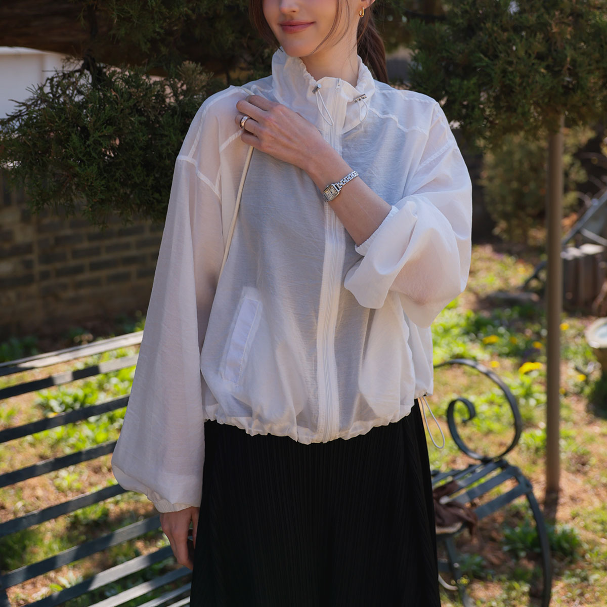 Lyocell feather see-through windbreaker