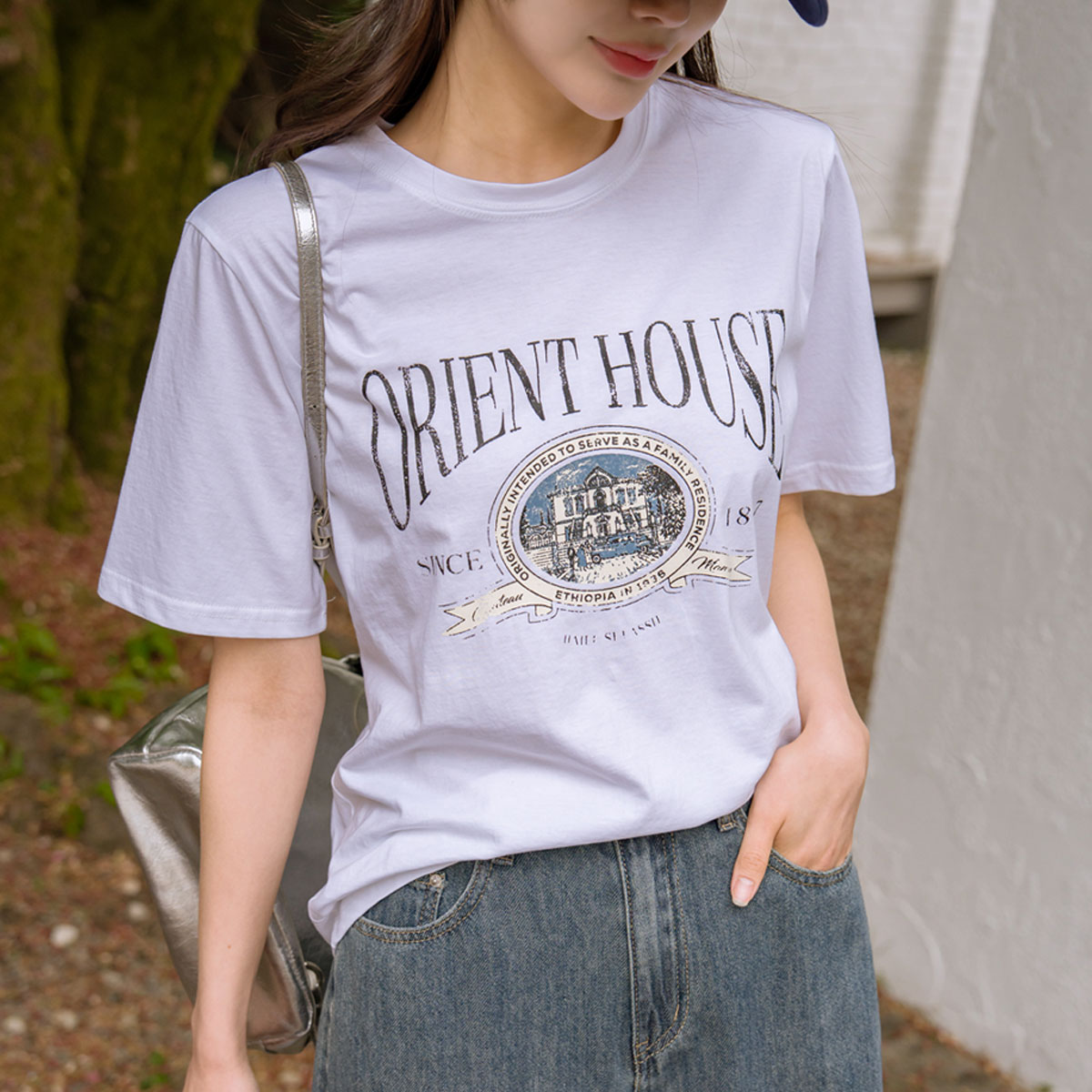 House crack print short T-shirts