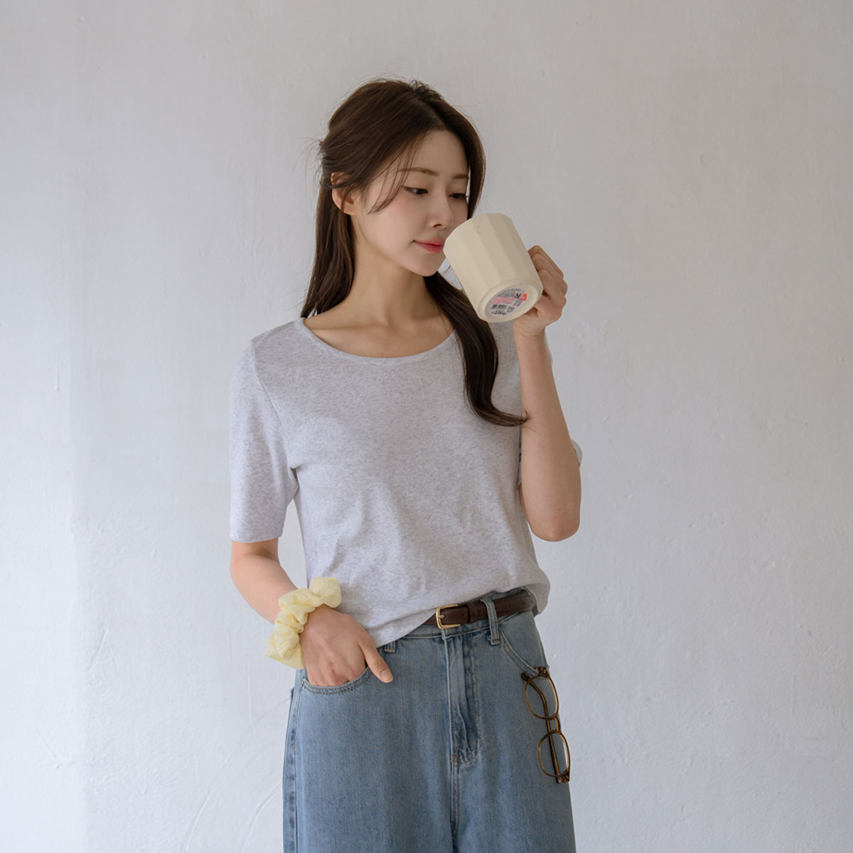 Basic Rabber Boat Neck Tee