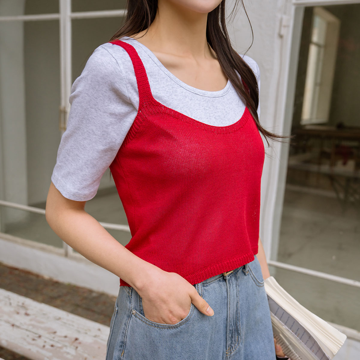 Basic Rabber Boat Neck Tee