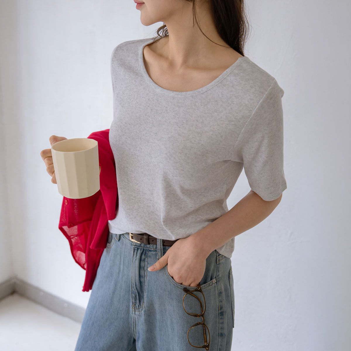 Basic Rabber Boat Neck Tee