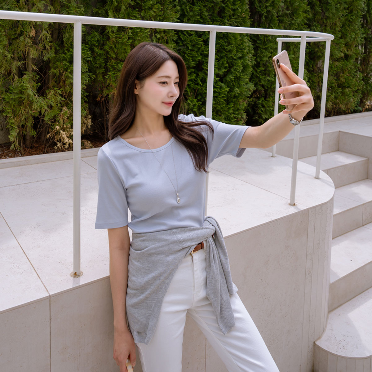 Basic Rabber Boat Neck Tee