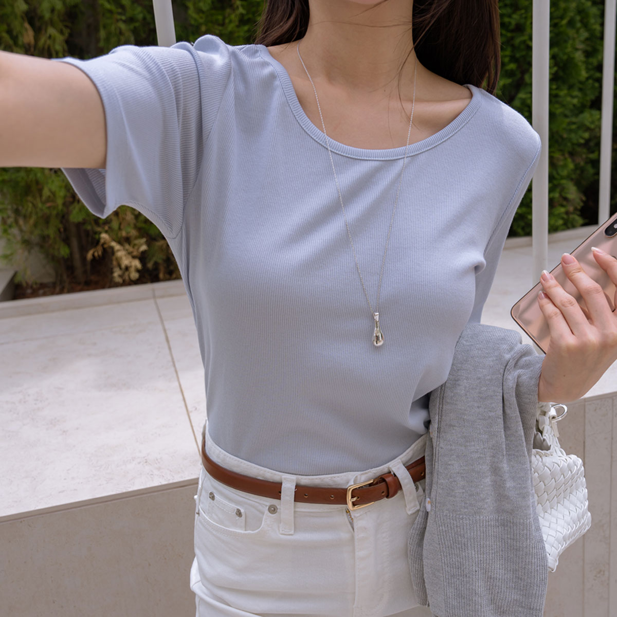 Basic Rabber Boat Neck Tee