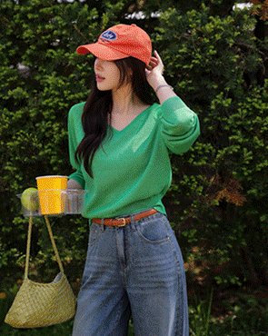 Cooling Linen Crop V-Neck Summer Knit