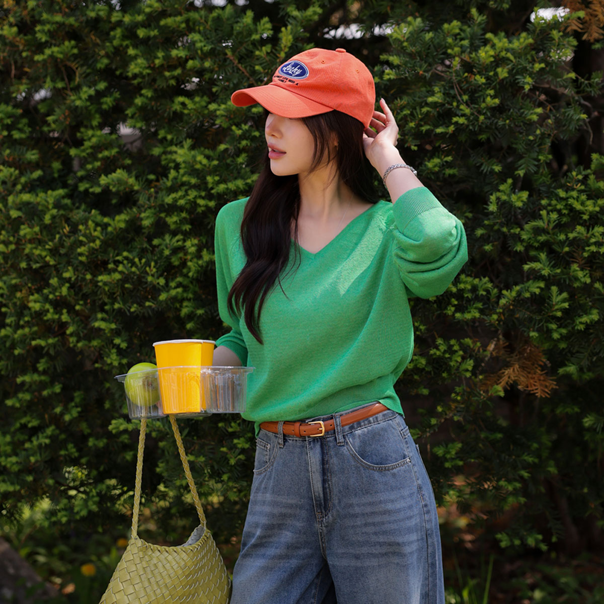 Cooling Linen Crop V-Neck Summer Knit