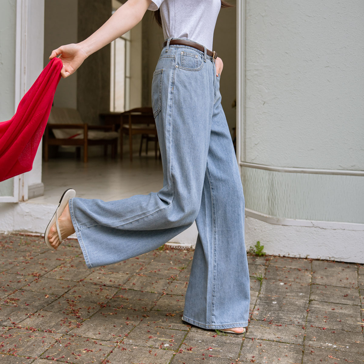 3-Type Cool Ice Linen Wide Denim Pants