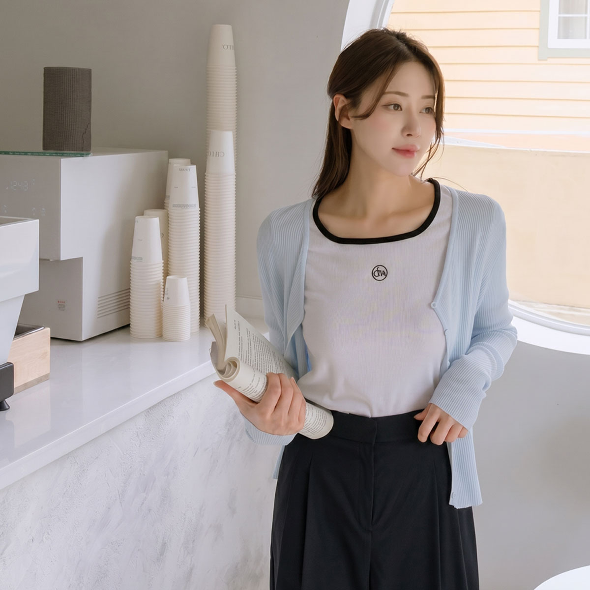 Salanta Viscoscool Ribbed Cardigan