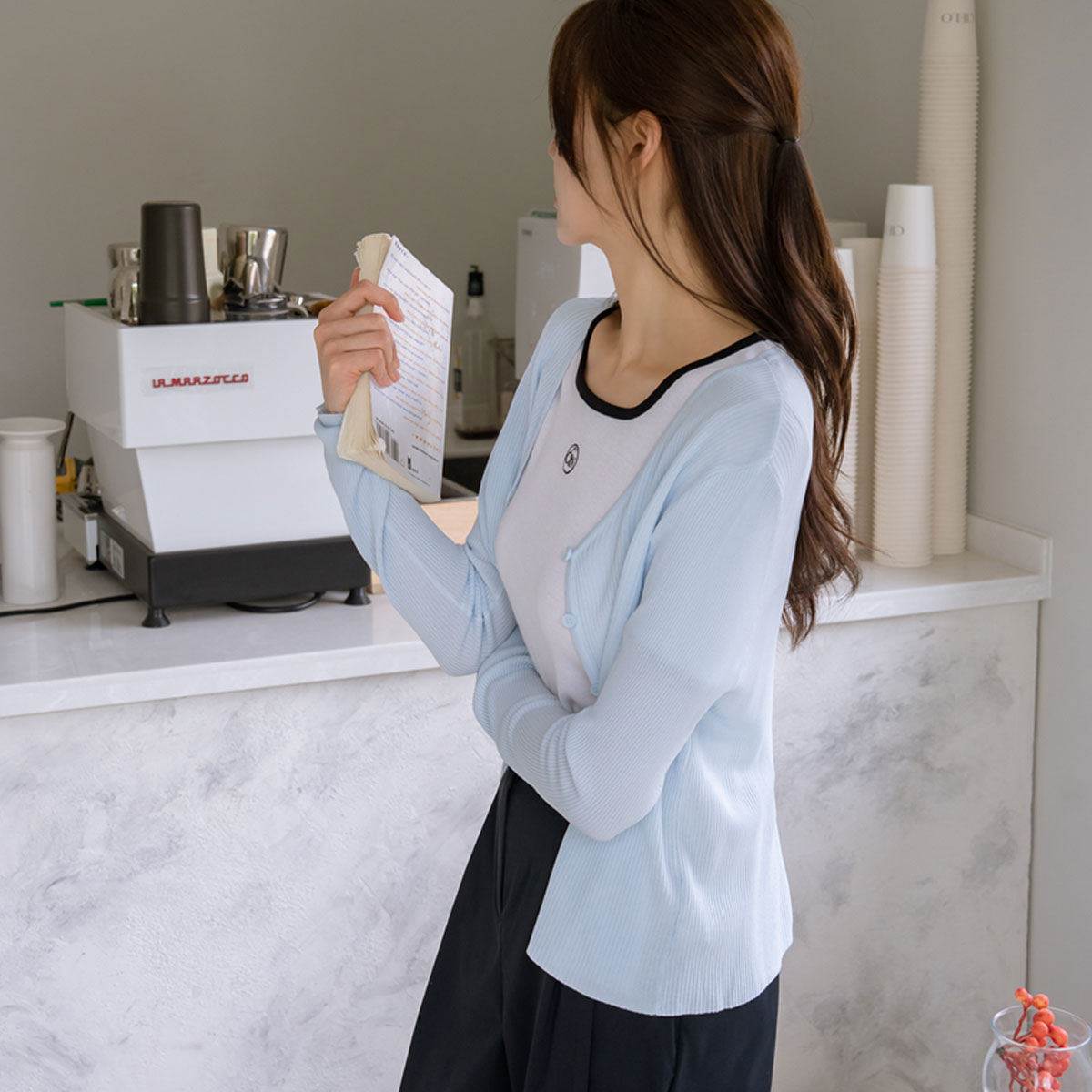 Salanta Viscoscool Ribbed Cardigan