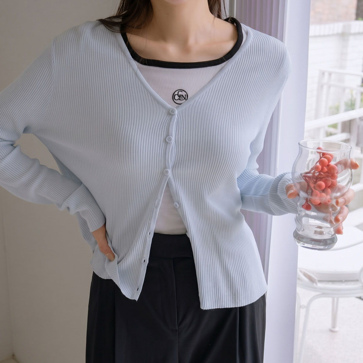 Salanta Viscoscool Ribbed Cardigan