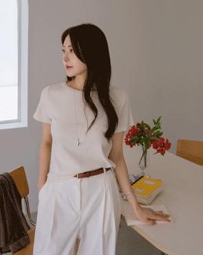 Basic Slim Raund Neck Corduroy Tee