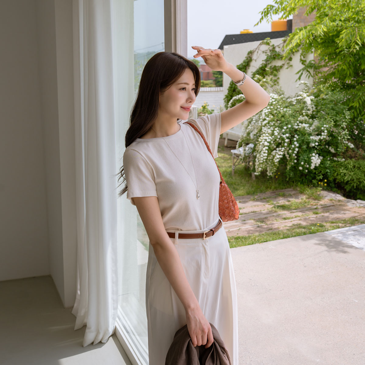 Basic Slim Raund Neck Corduroy Tee