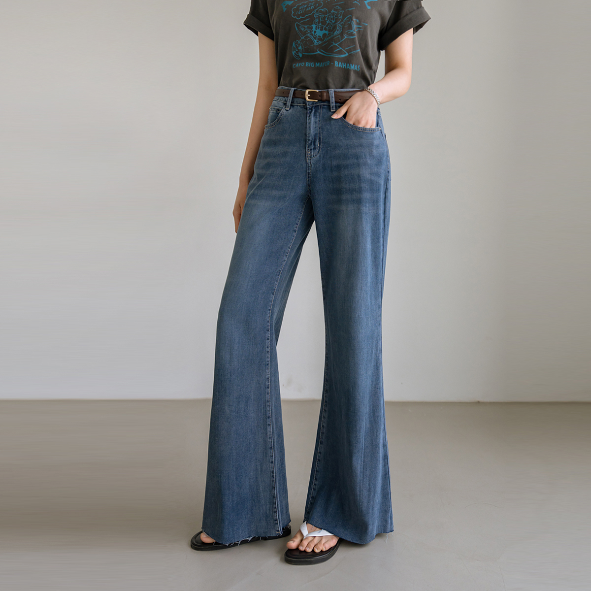 2-Type Natural Cut Wide Bootcut Denim Pants