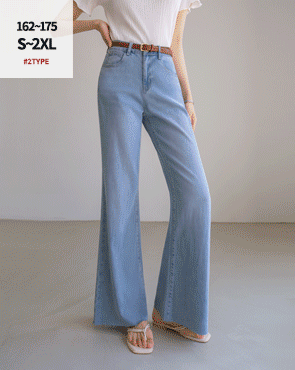 2-Type Natural Cut Wide Bootcut Denim Pants