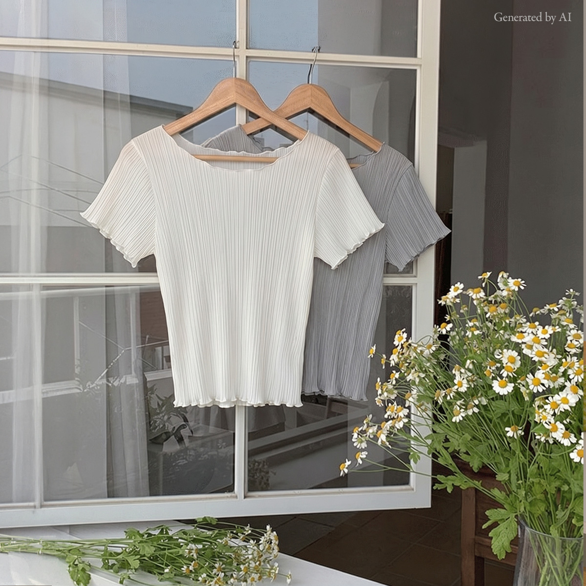 Wavy pleated tee