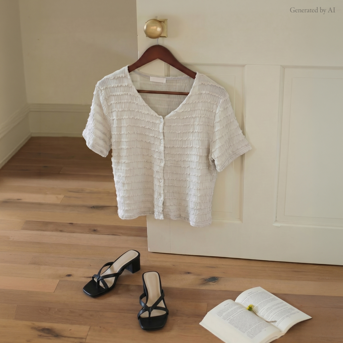 Frilled semi-cropped cardigan