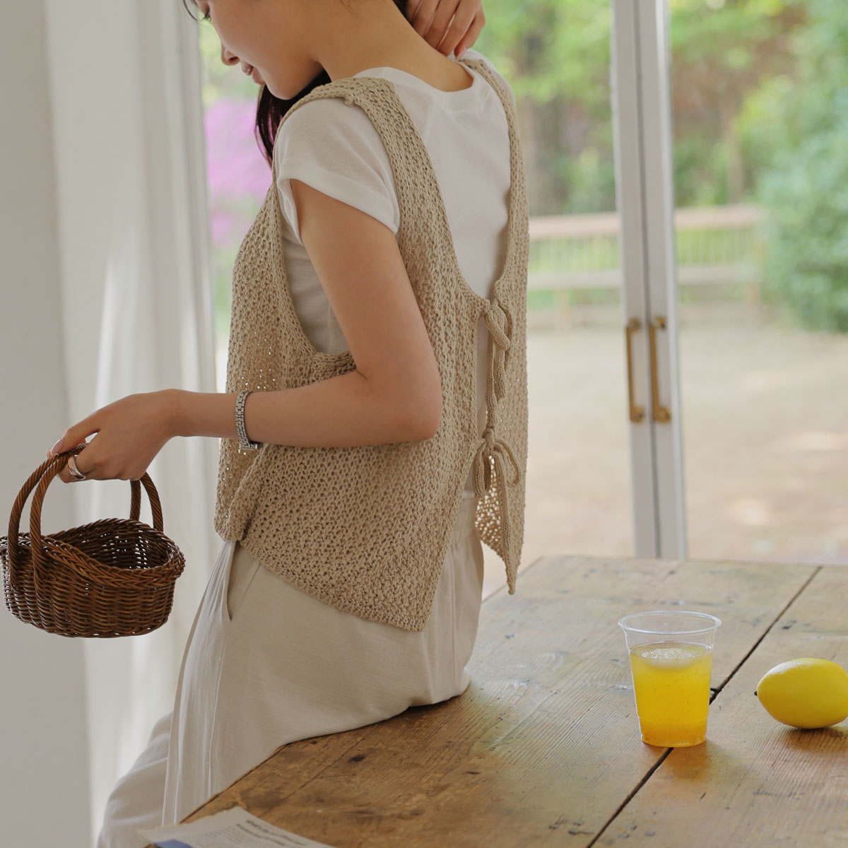 Reversible Ribbon Summer Knit Vest