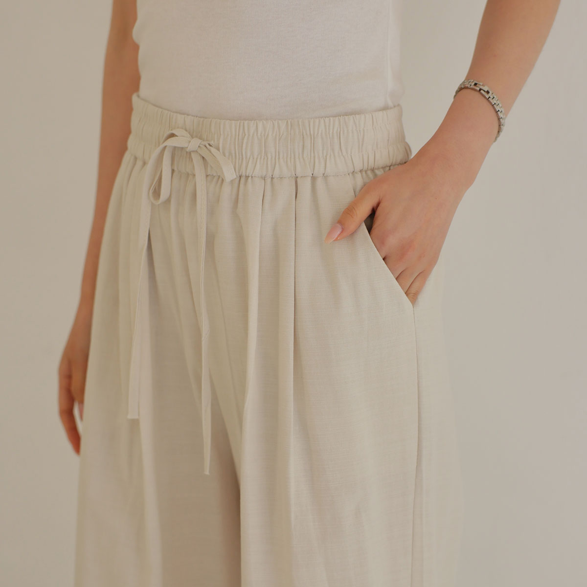 Summer Cool Ice Linen Elastic Waist Pants