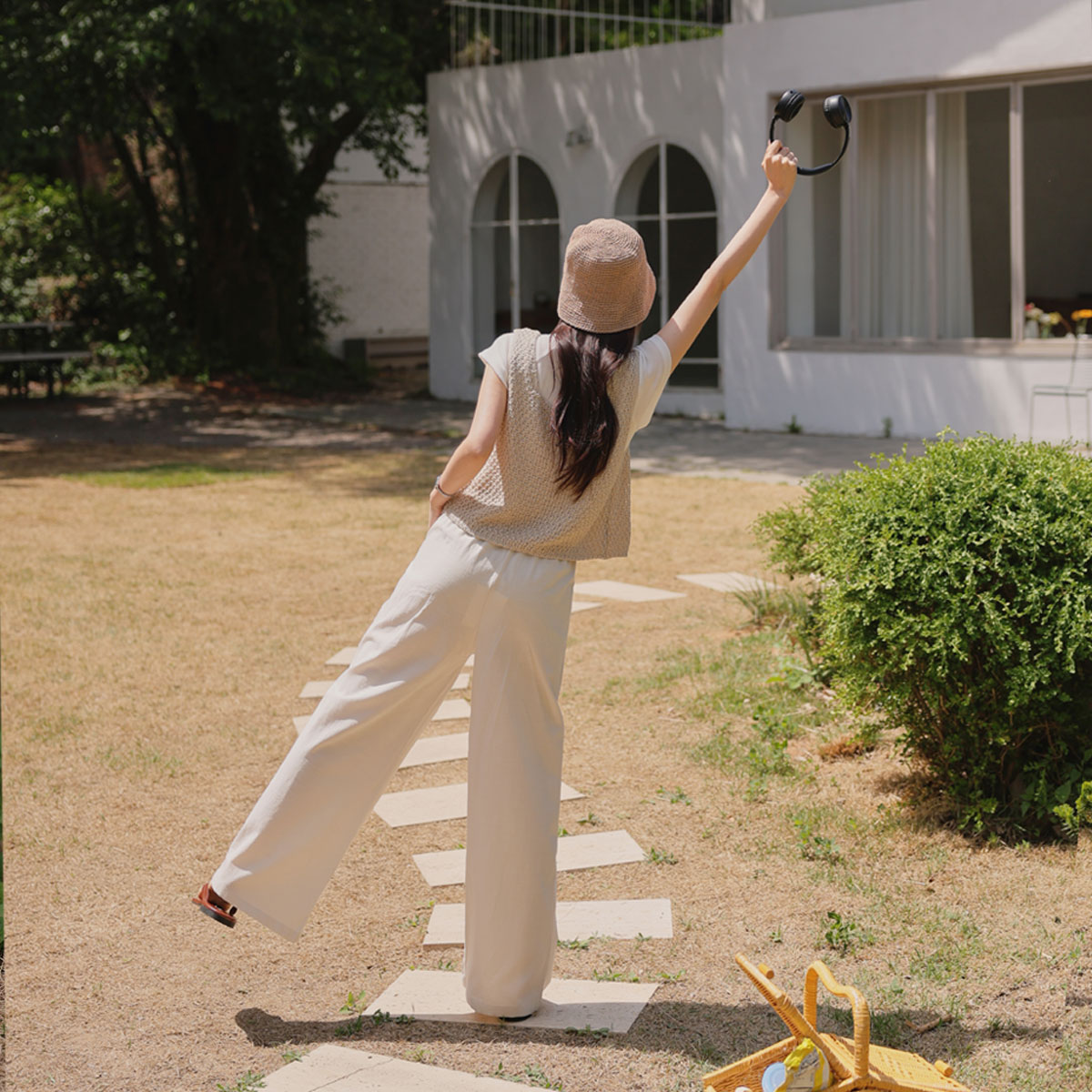 Summer Cool Ice Linen Elastic Waist Pants