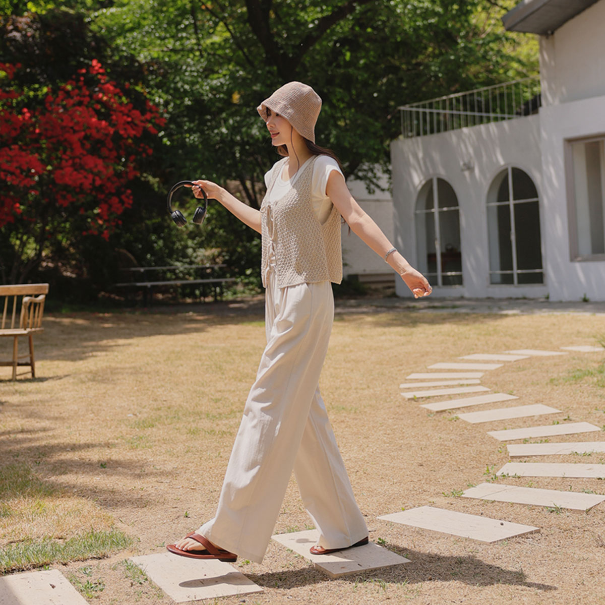 Summer Cool Ice Linen Elastic Waist Pants