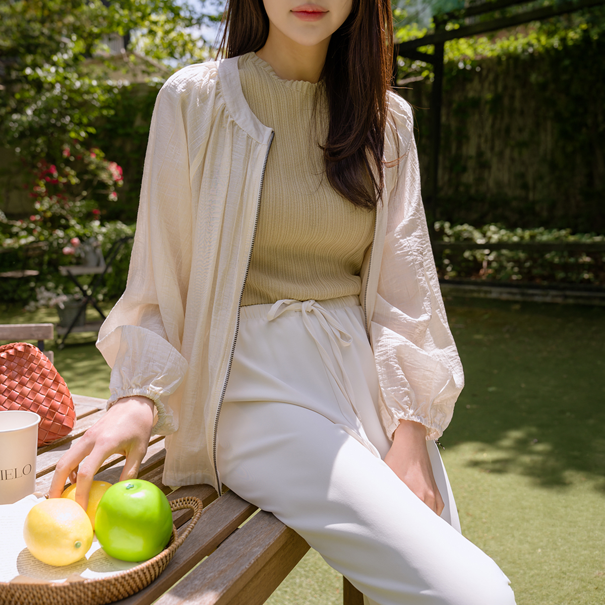 Shine Wrinkle Blouson Jumper