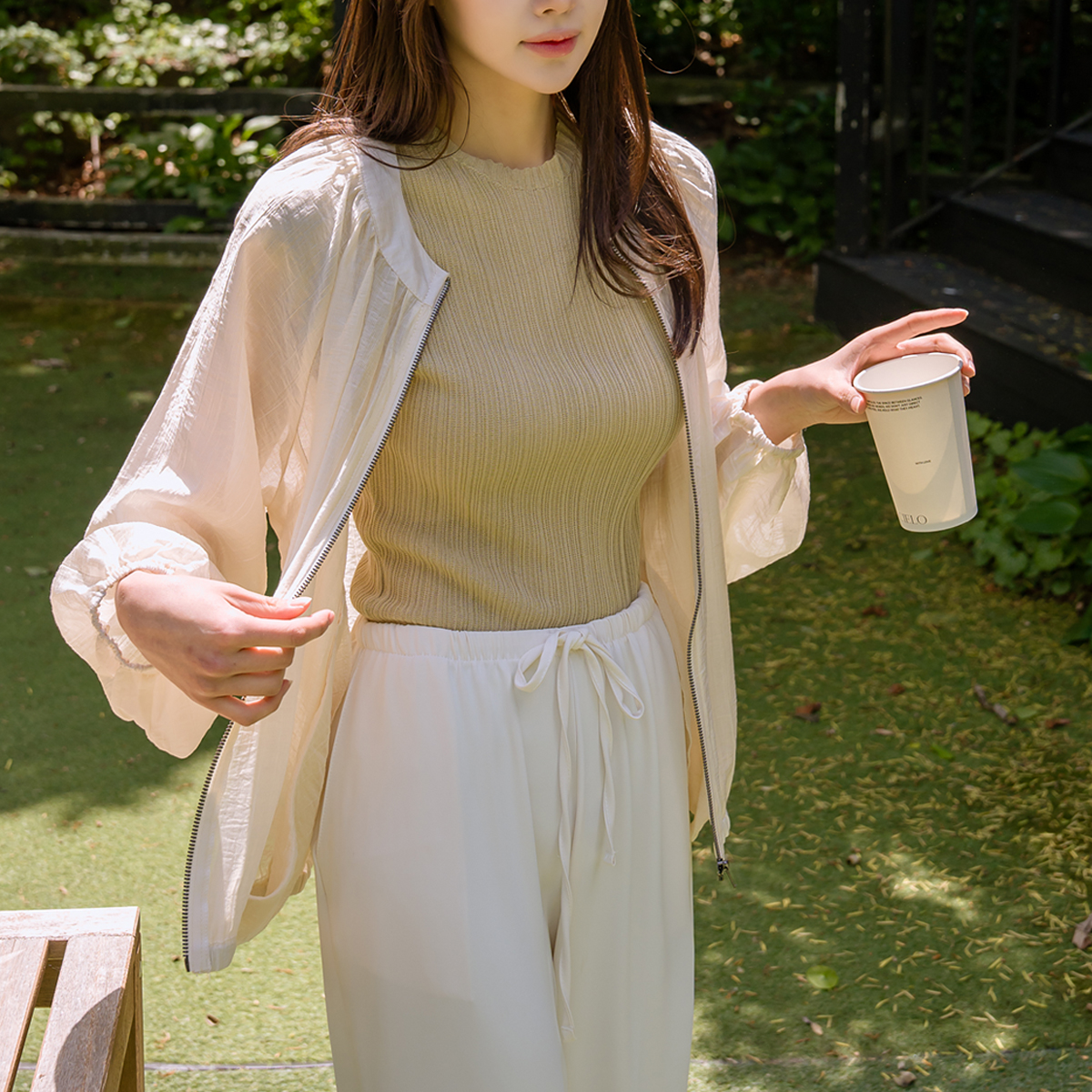 Shine Wrinkle Blouson Jumper