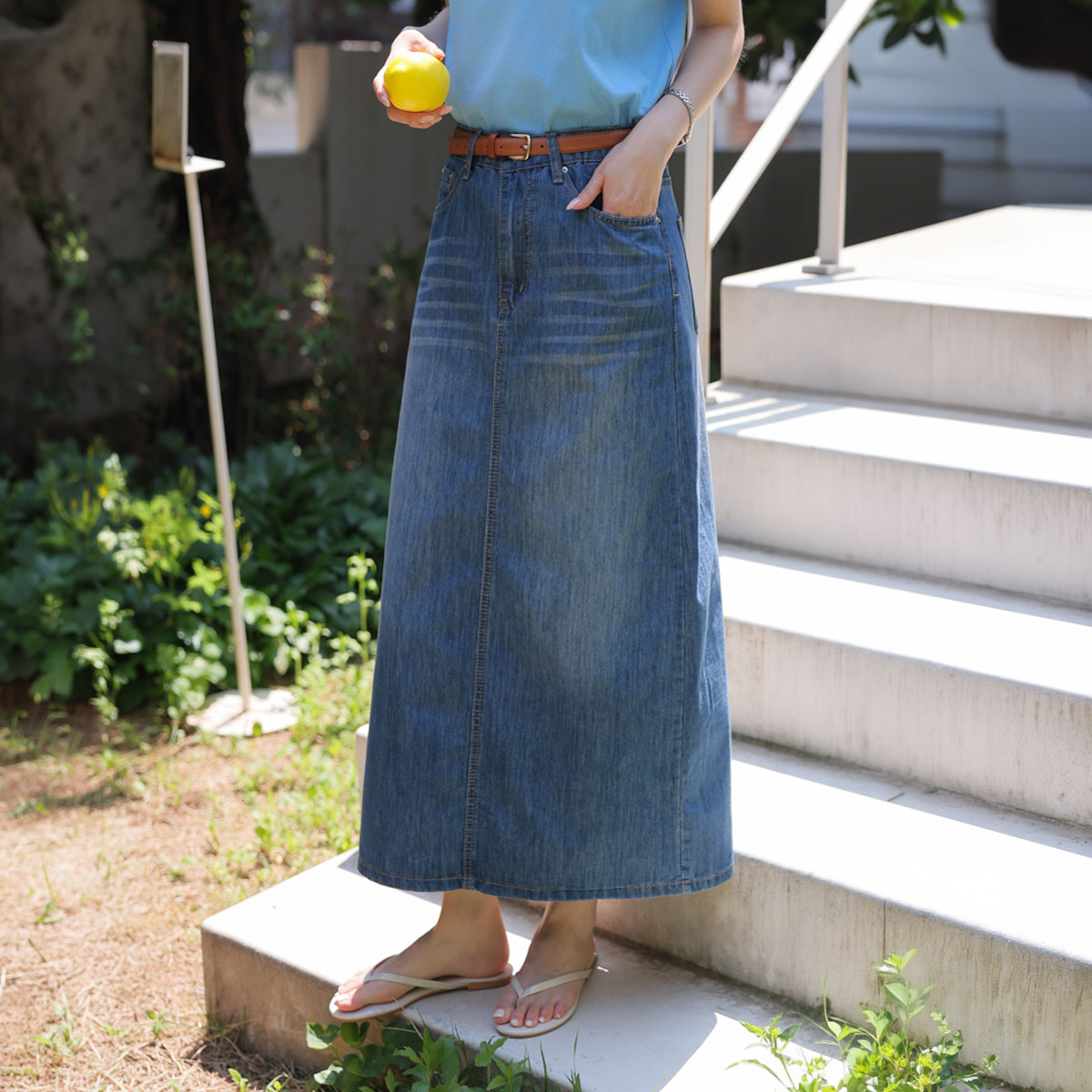 <b>[Opening Special]</b> Coolite Viscose Maxi Denim Skirt