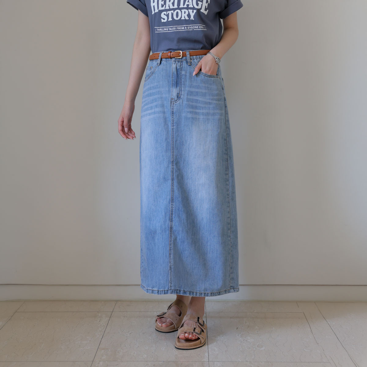 <b>[Opening Special]</b> Coolite Viscose Maxi Denim Skirt