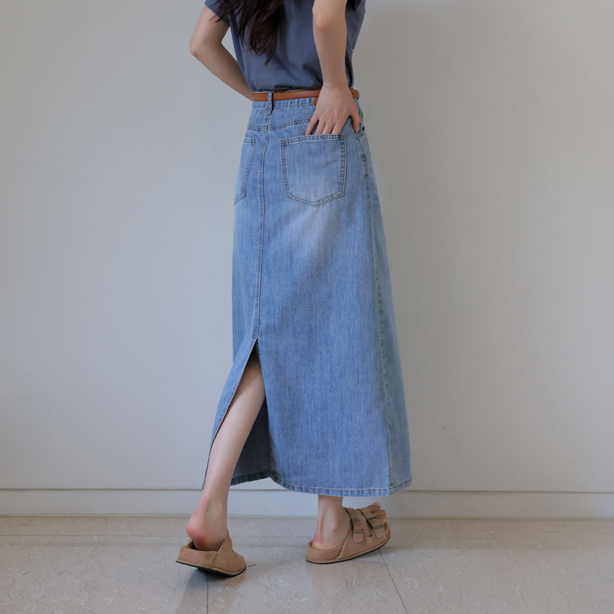 <b>[Opening Special]</b> Coolite Viscose Maxi Denim Skirt