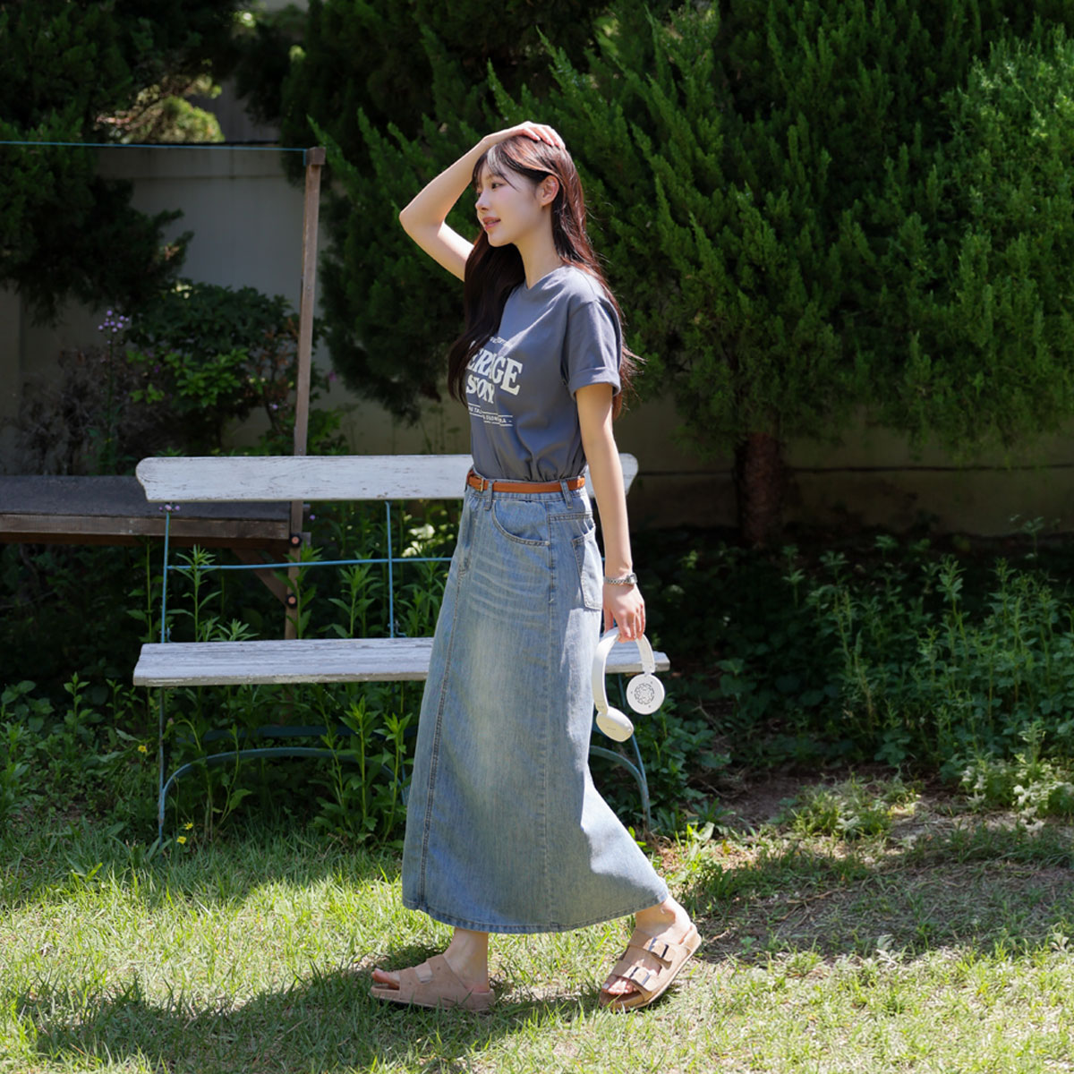 <b>[Opening Special]</b> Coolite Viscose Maxi Denim Skirt