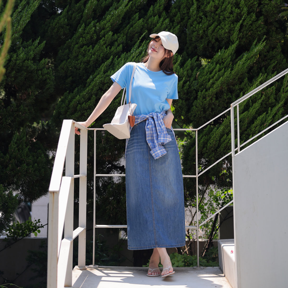 <b>[Opening Special]</b> Coolite Viscose Maxi Denim Skirt