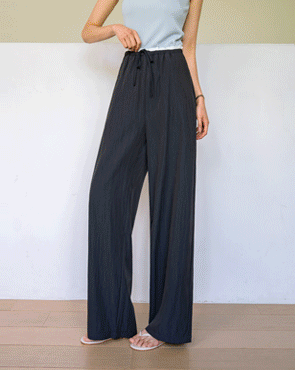 Contrast elastic wide pants