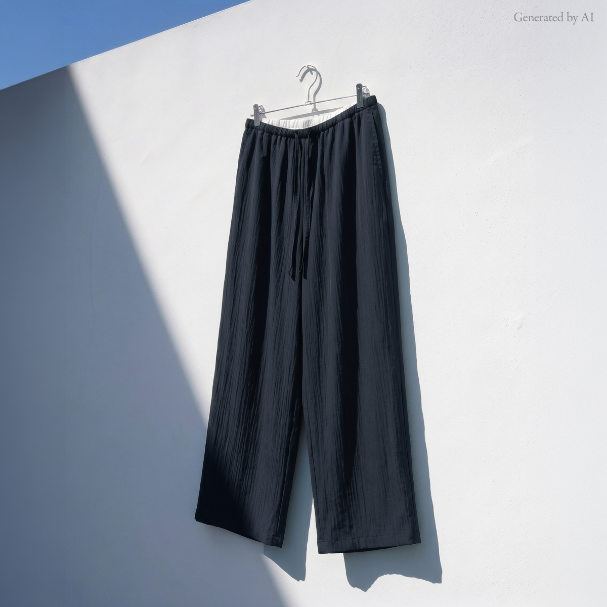 Contrast elastic wide pants