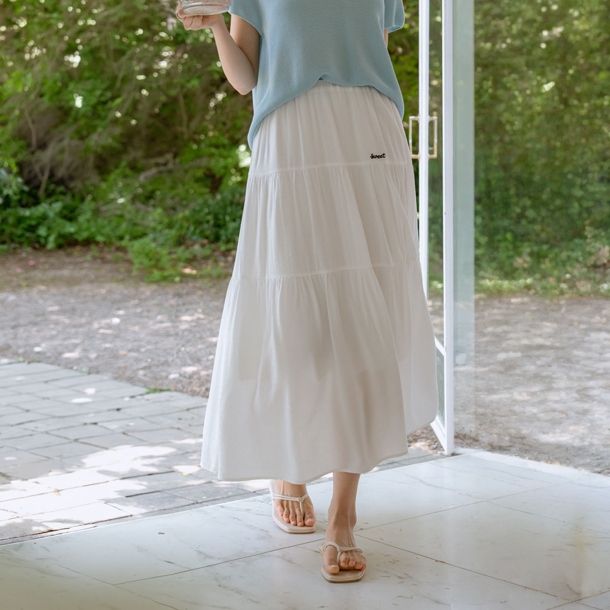 <b>[Opening Special]</b> <b>[Made]</b> sweet Dot Jacquard Shirred Tiered Skirt