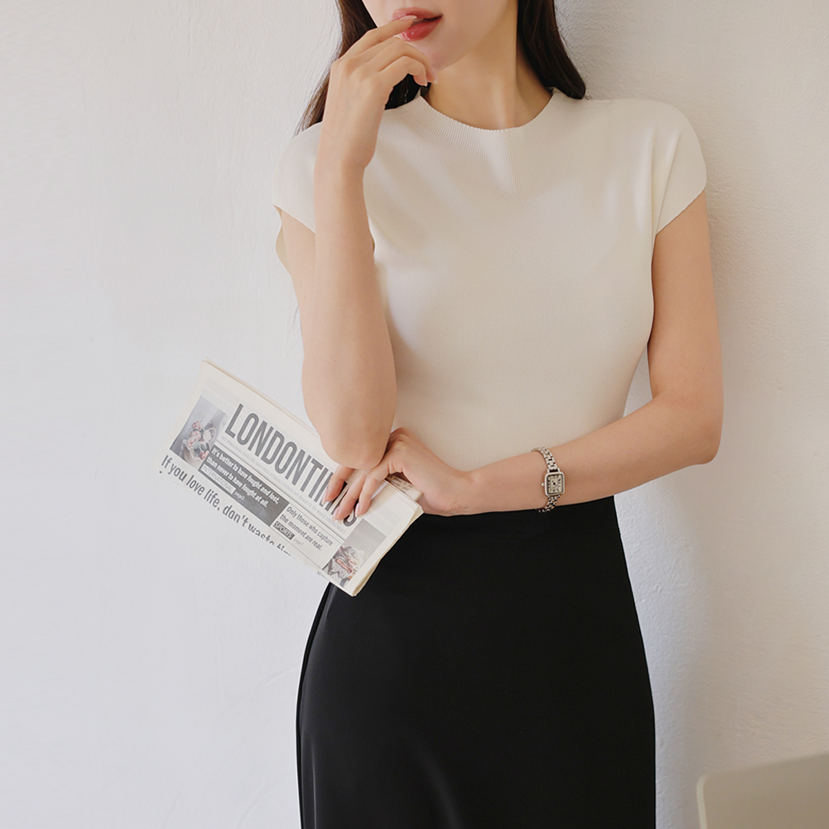 Oops, cool-down mock neck knit
