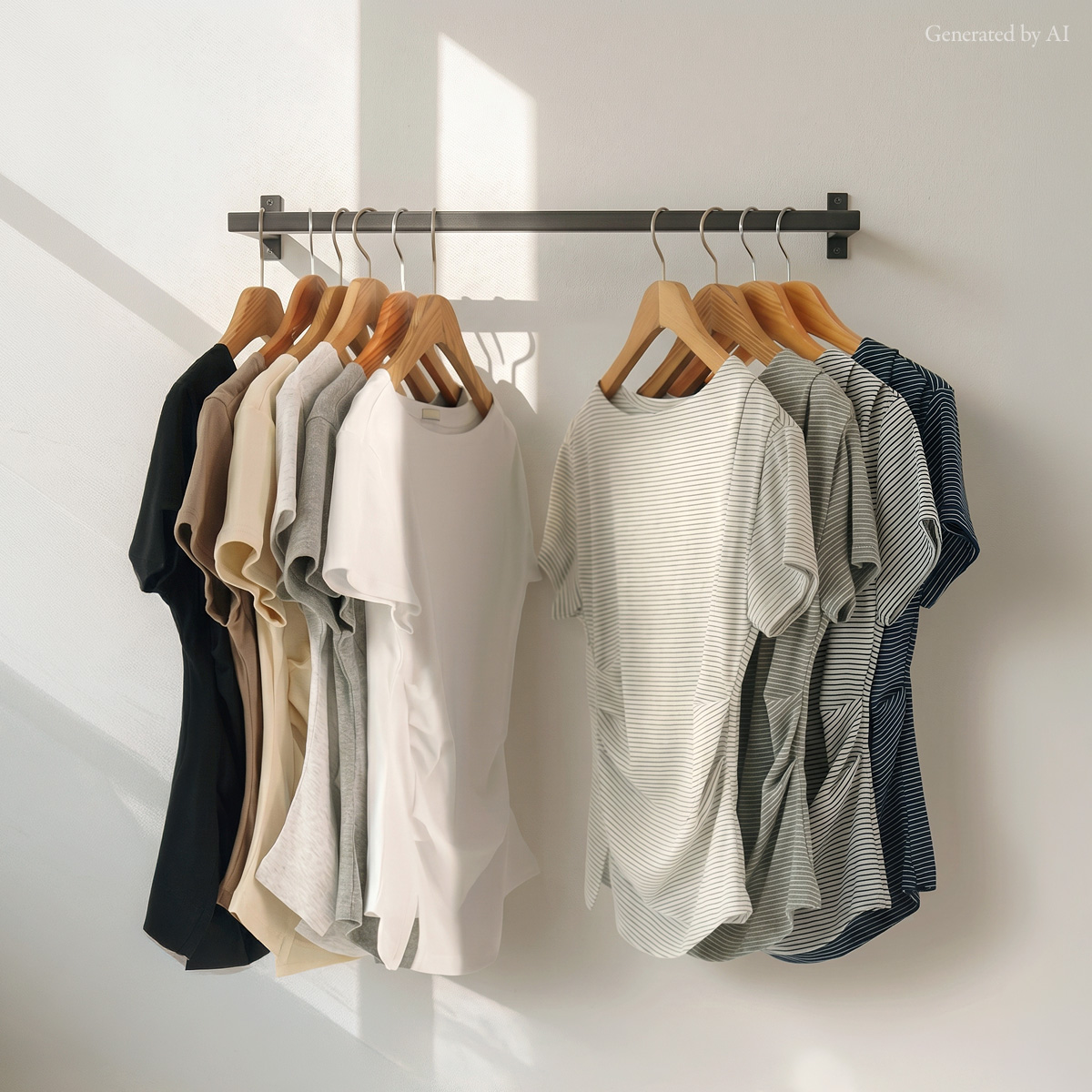 Slim Shirring Span Striped Tee