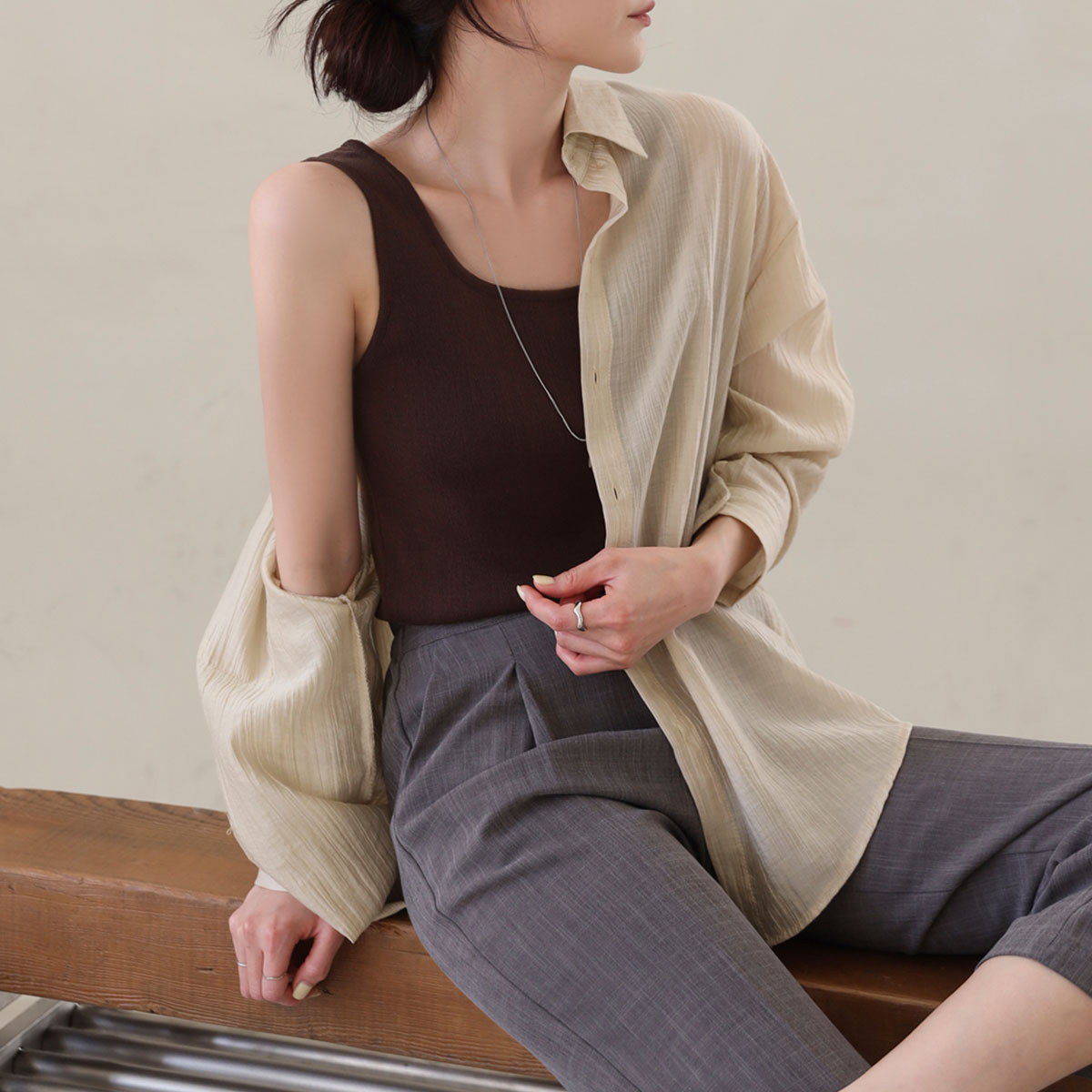 <b>[Special 2-Piece Deal]</b> Cien See-through Look Yoru Shirt