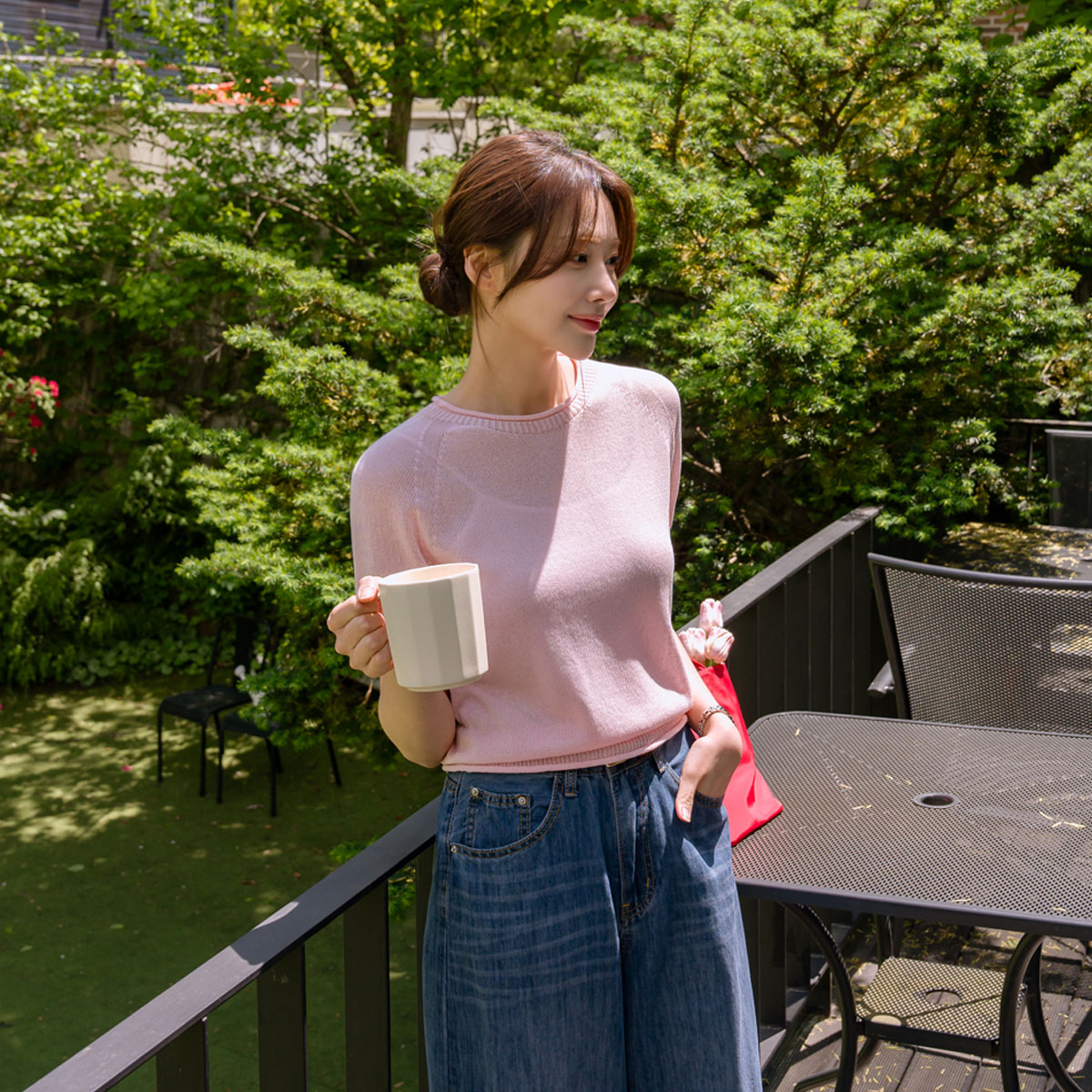 Cooling Linen Whole Garment Short Sleeve Knit