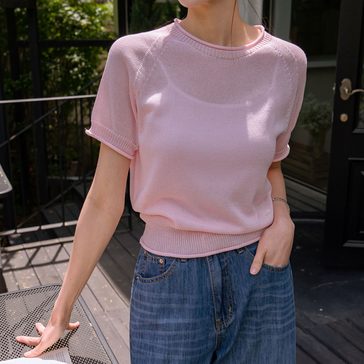 Cooling Linen Whole Garment Short Sleeve Knit