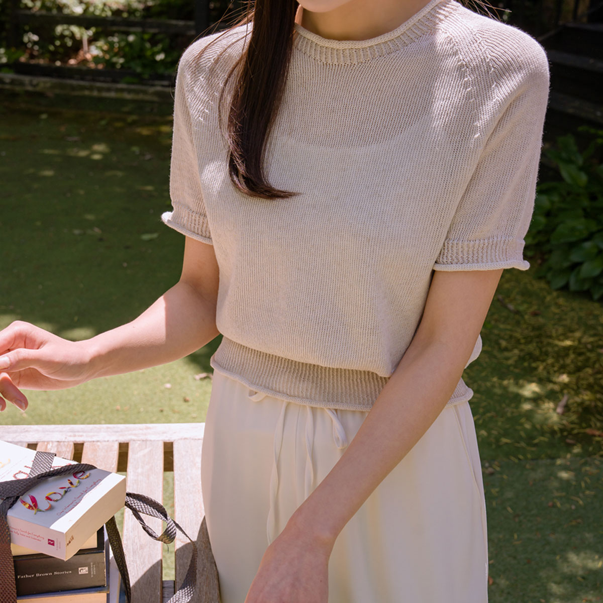 Cooling Linen Whole Garment Short Sleeve Knit