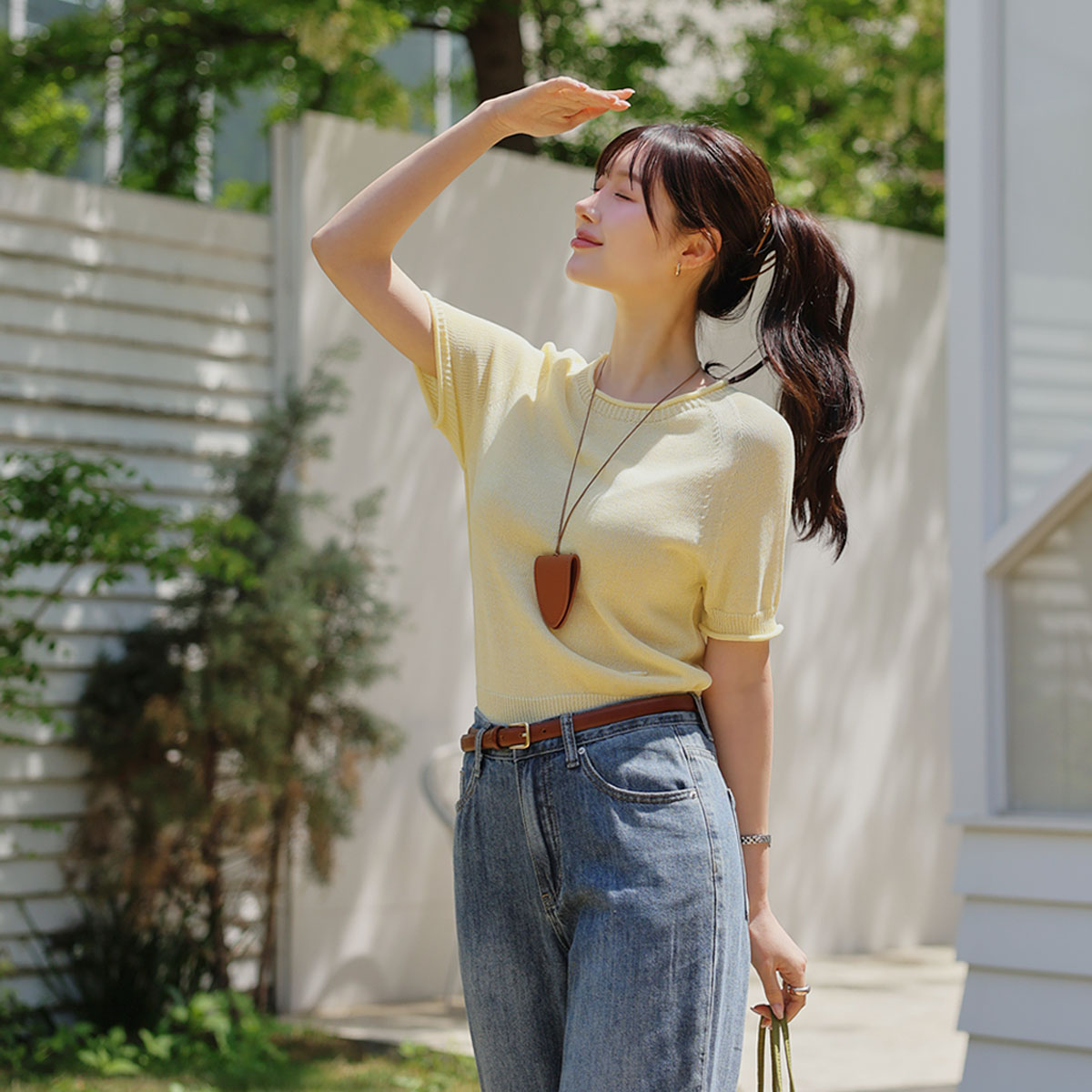 Cooling Linen Whole Garment Short Sleeve Knit